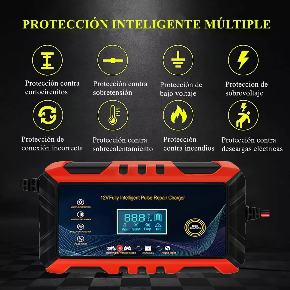 Foto 4 | Cargador Inteligente de Baterías Eo Safe Imports ESI-4857 color Rojo de 12V/6A para Auto y Moto