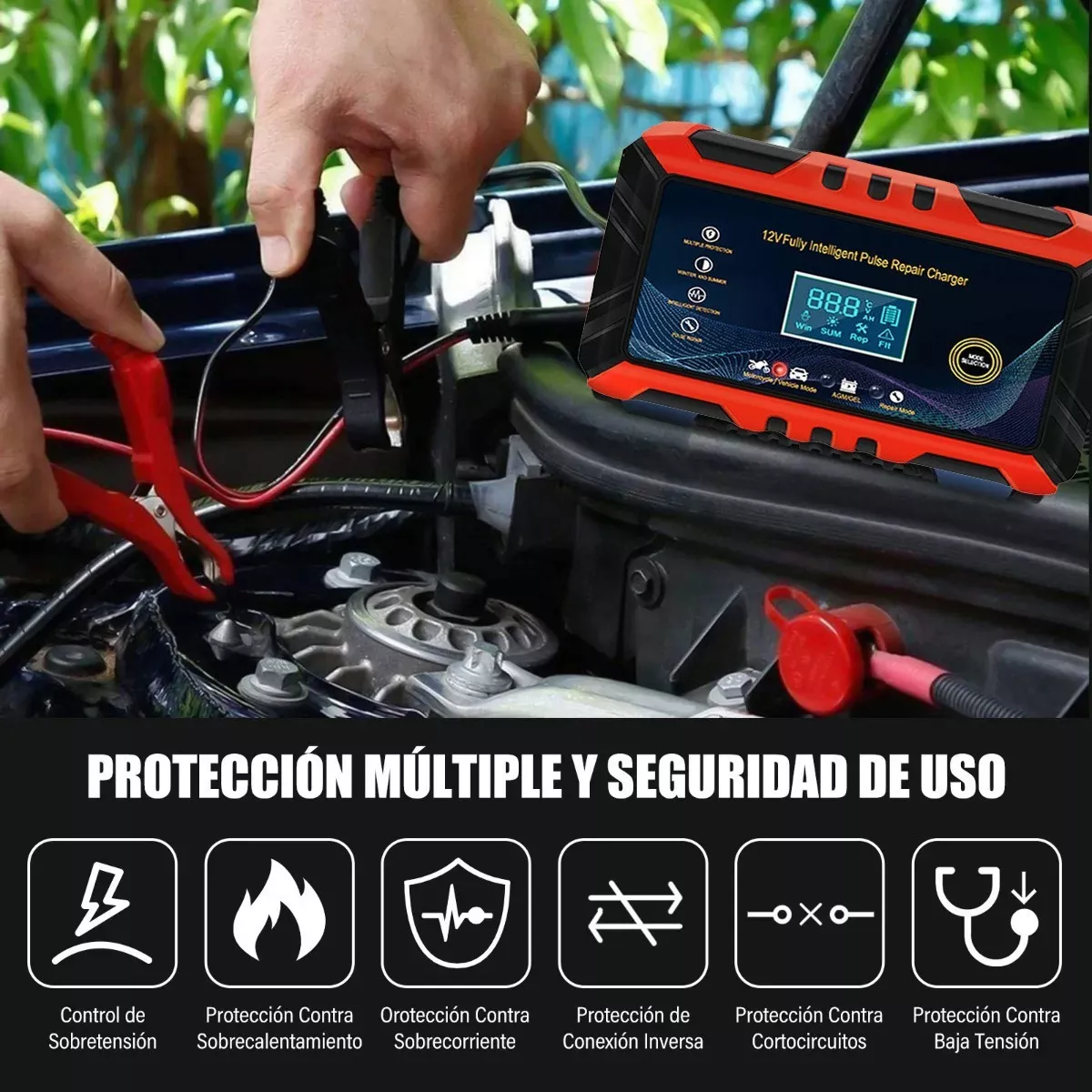 Foto 5 | Cargador Inteligente de Baterías Eo Safe Imports ESI-4857 color Rojo de 12V/6A para Auto y Moto