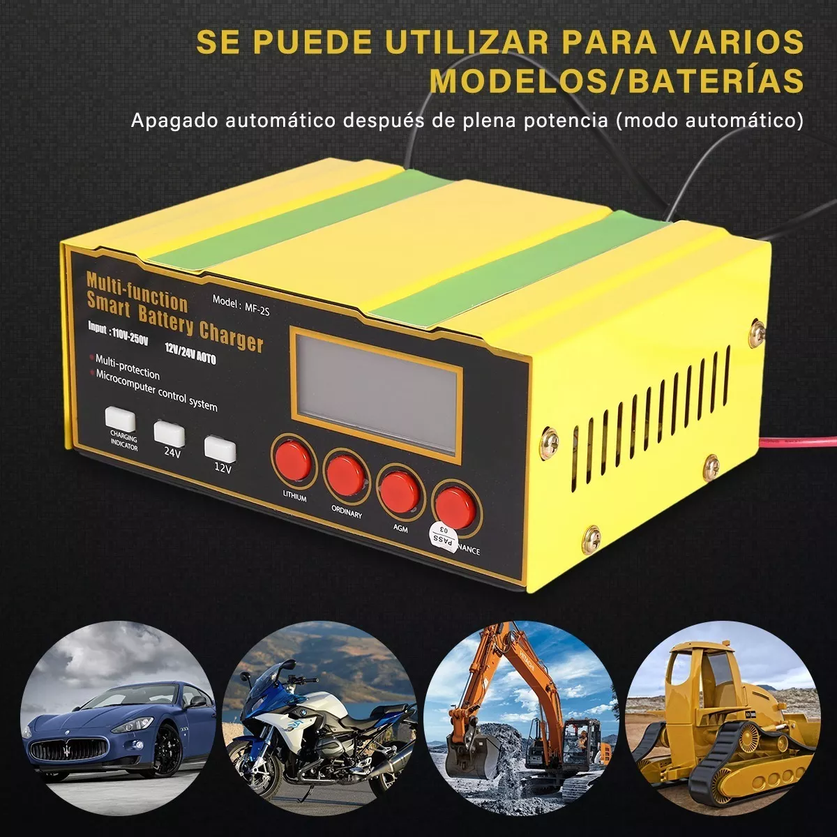 Foto 5 pulgar | Cargador De Batería Inteligente Y Automático De 12v/12a