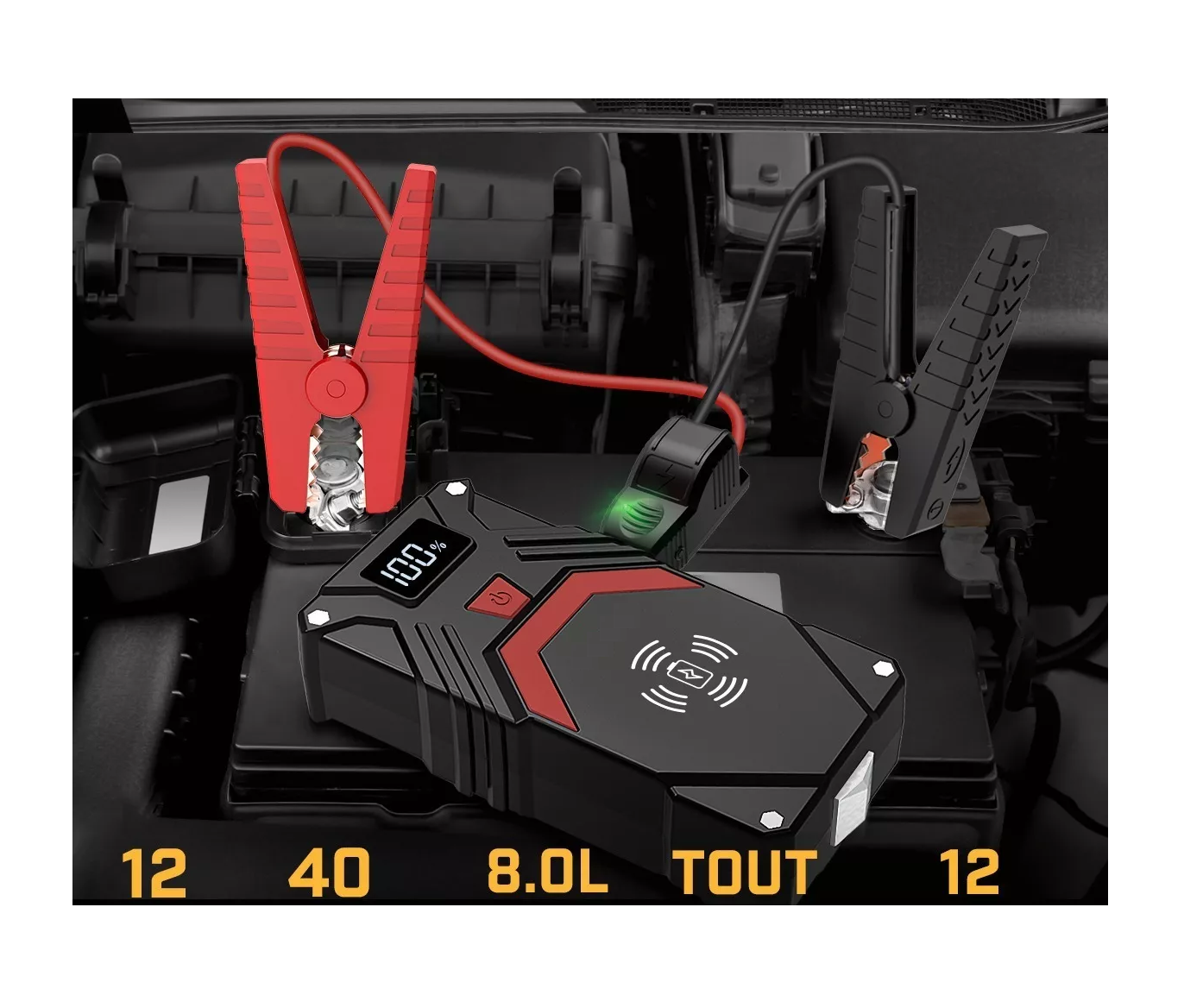 Foto 5 pulgar | Arrancador de Coche 2500 A 24000 Mah Belug para 8 Cilindros con Lcd color Negro