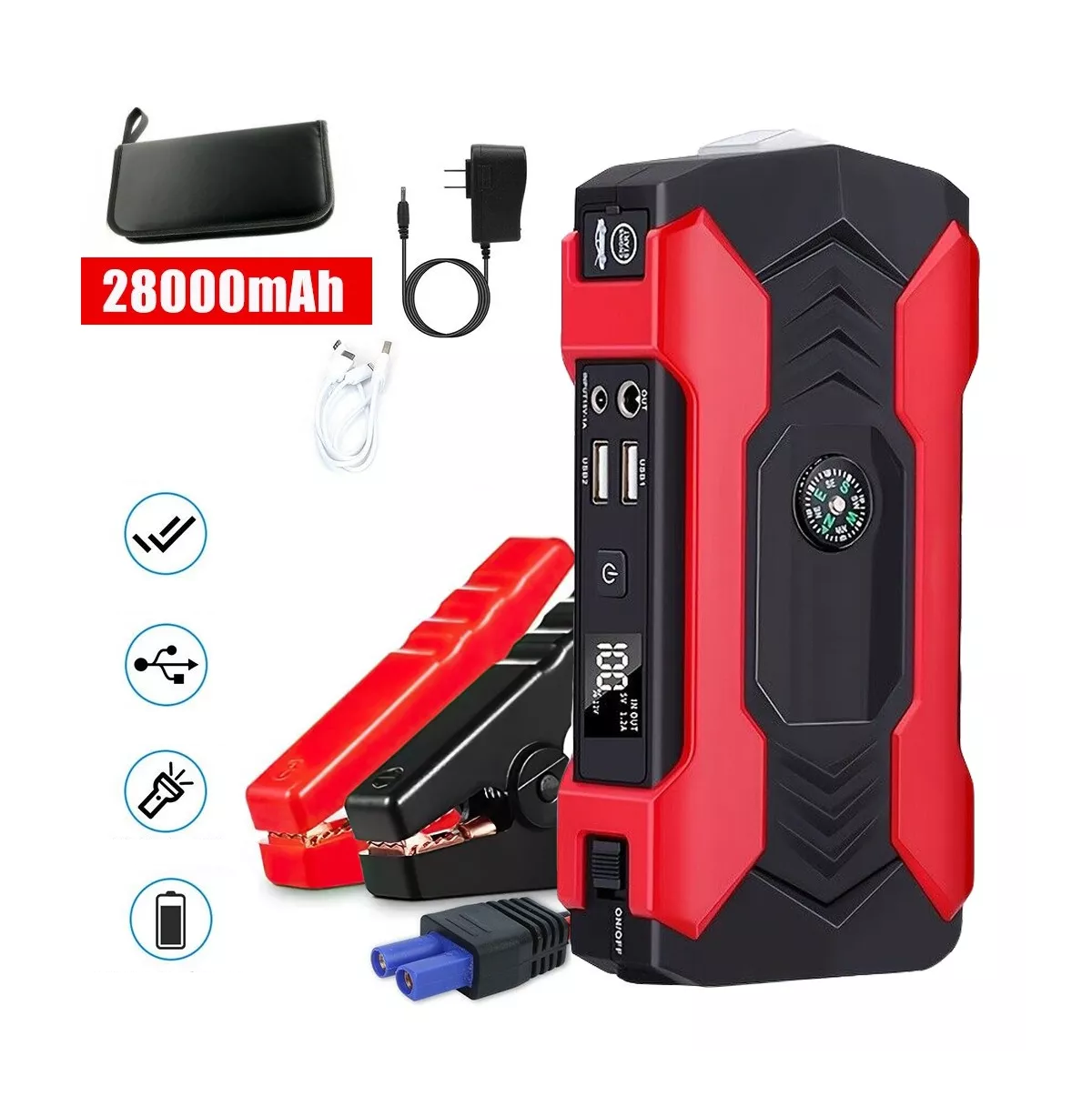 Foto 6 pulgar | Arrancador de Batería para Coche 28000 Mah Belug color Rojo con Negro