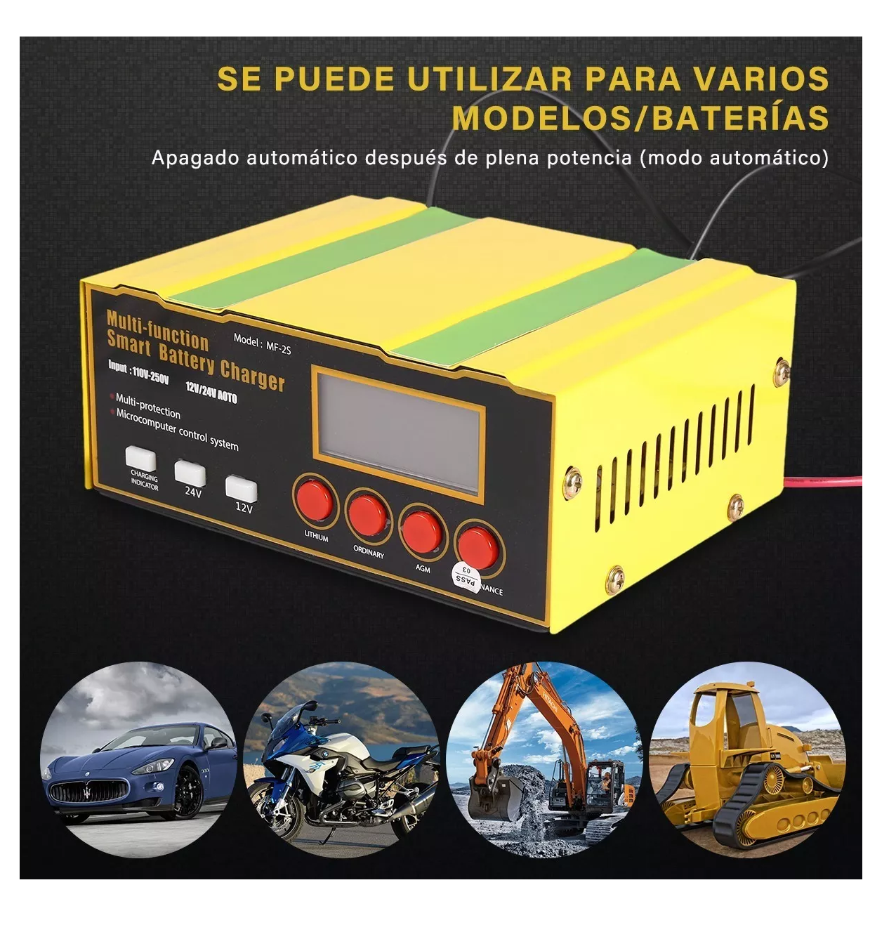 Foto 4 pulgar | Cargador de Batería Inteligente y Automático de 12v/12a Belug