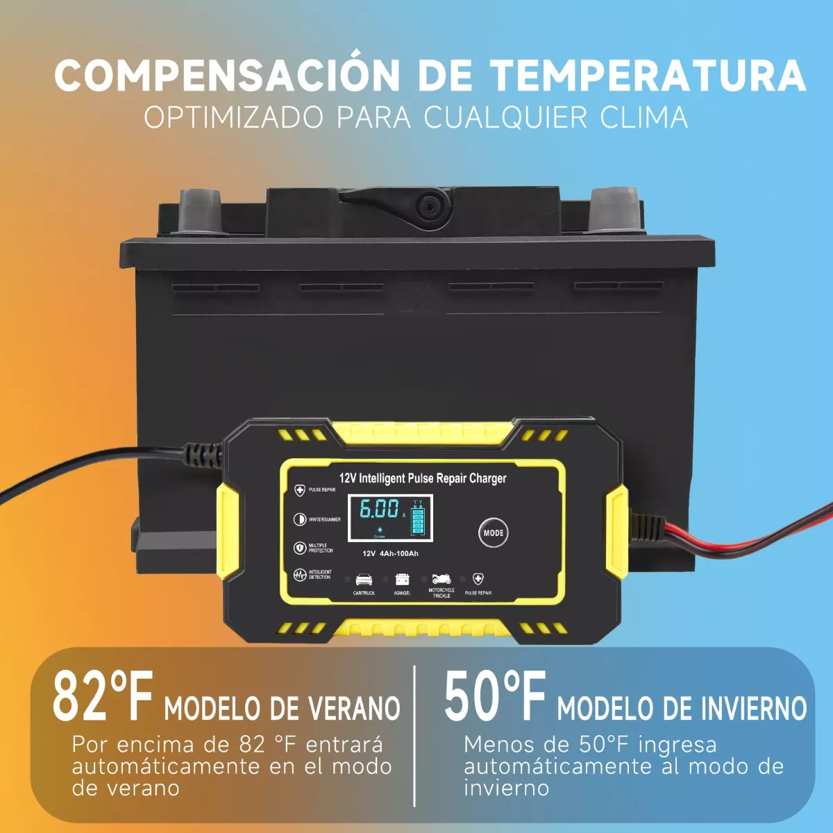 Foto 3 pulgar | Cargador Inteligente para Batería de Coche Eo Safe Imports ESI-10167 Amarillo