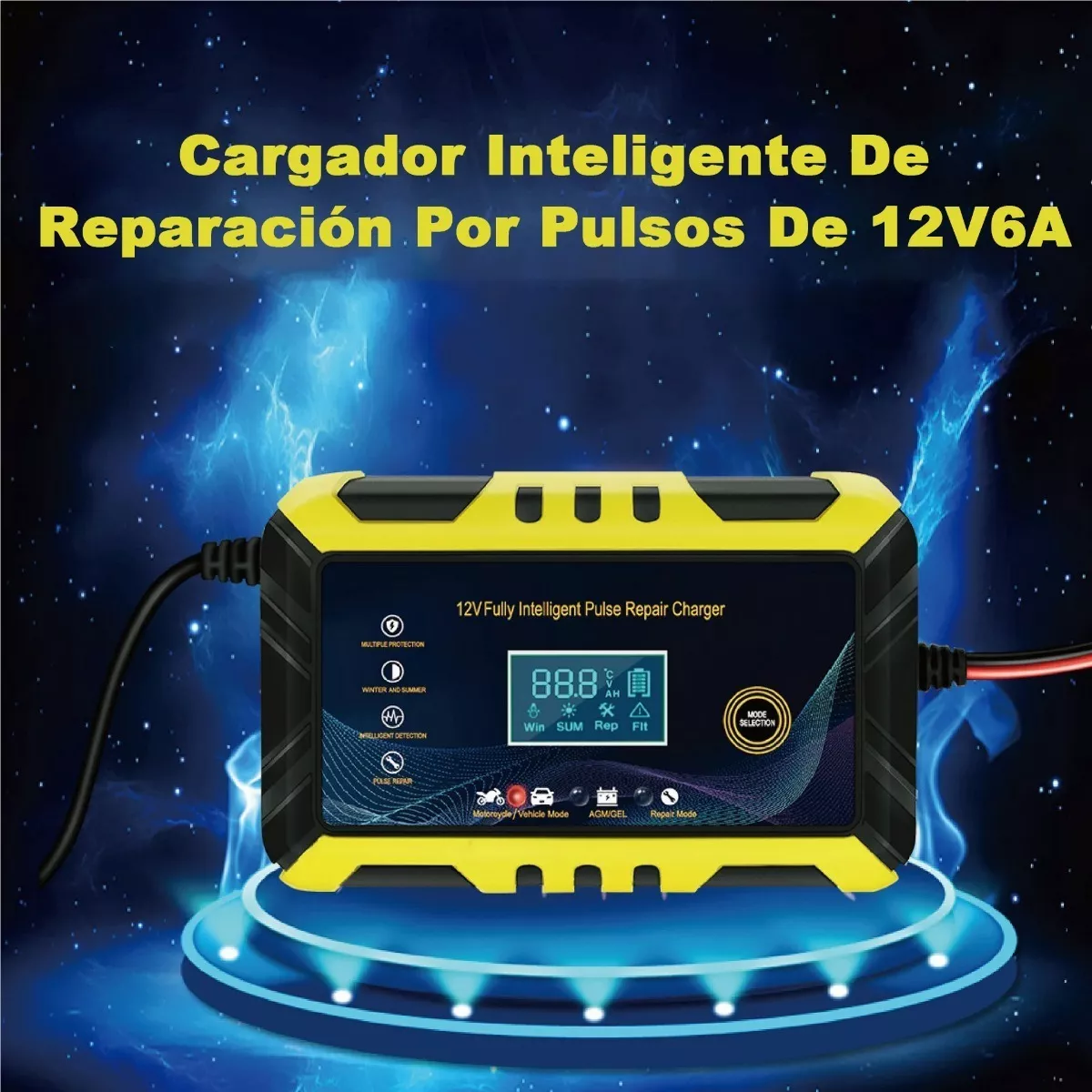 Foto 2 | Cargador Inteligente De Baterías Coche/moto 12v 6a Eo Safe Imports Esi-10164 Amarillo