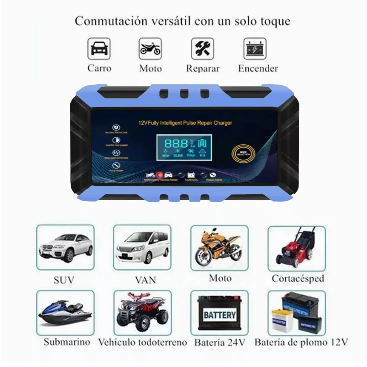 Foto 4 | Cargador Inteligente De 12v 6a Para Batería De Auto Moto Eo Safe Imports Esi-10767 Azul