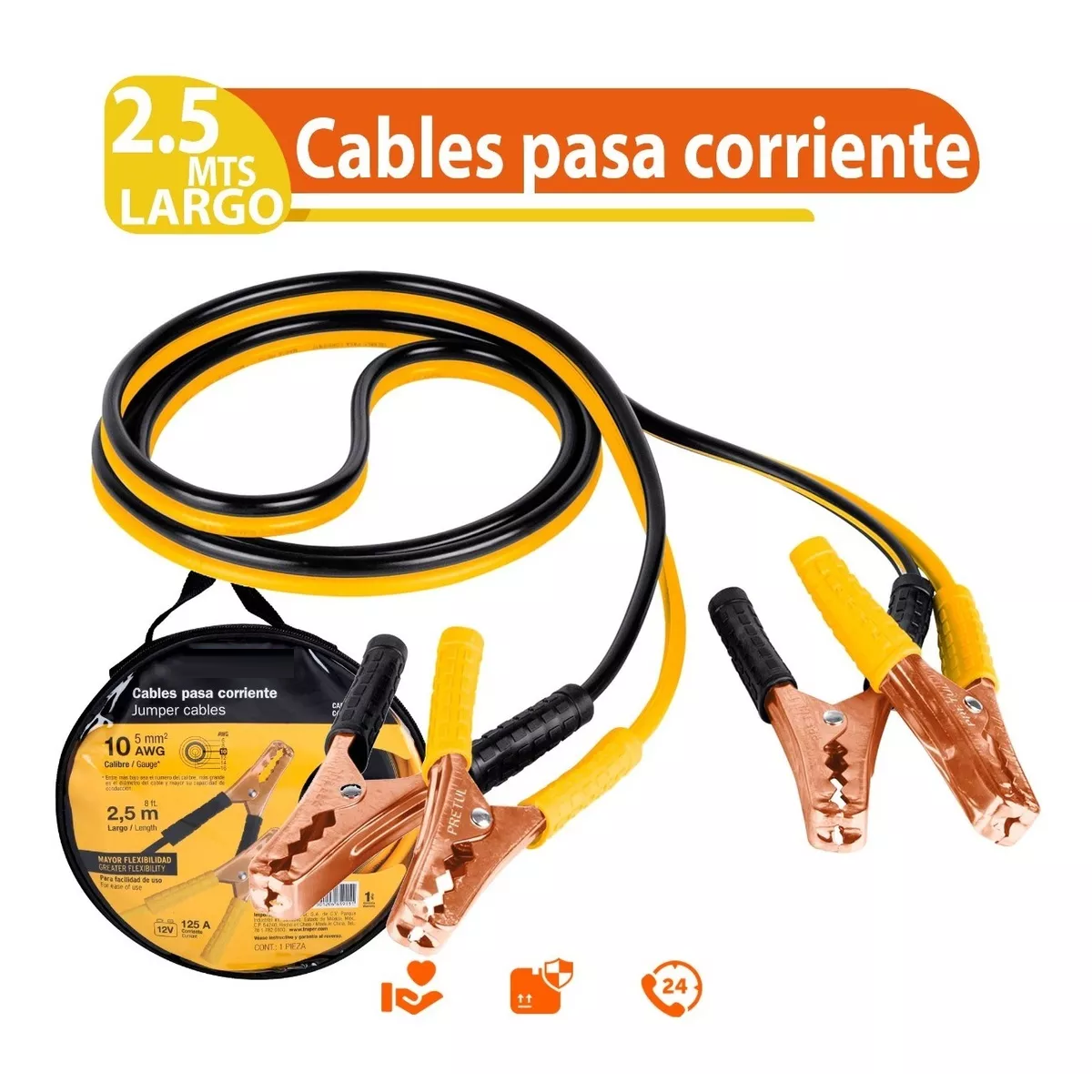 Foto 3 pulgar | Juego de Cables para Pasar Corriente Cal 10 2.5m 125A EO Safe Imports ESI-12399 Amarillo