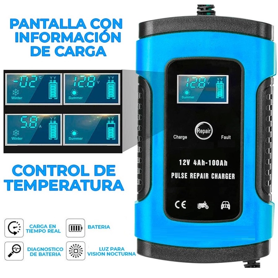 Foto 5 pulgar | Cargador Inteligente De Baterias Para Auto, Moto, Suv Yo Vehiculo Ligero 12v