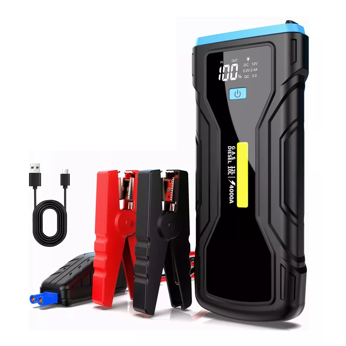 Arrancador De Batería Coche, 4000 A, 28000mah Con Smart Clip Eo Safe Imports Esi-14888 Multicolor