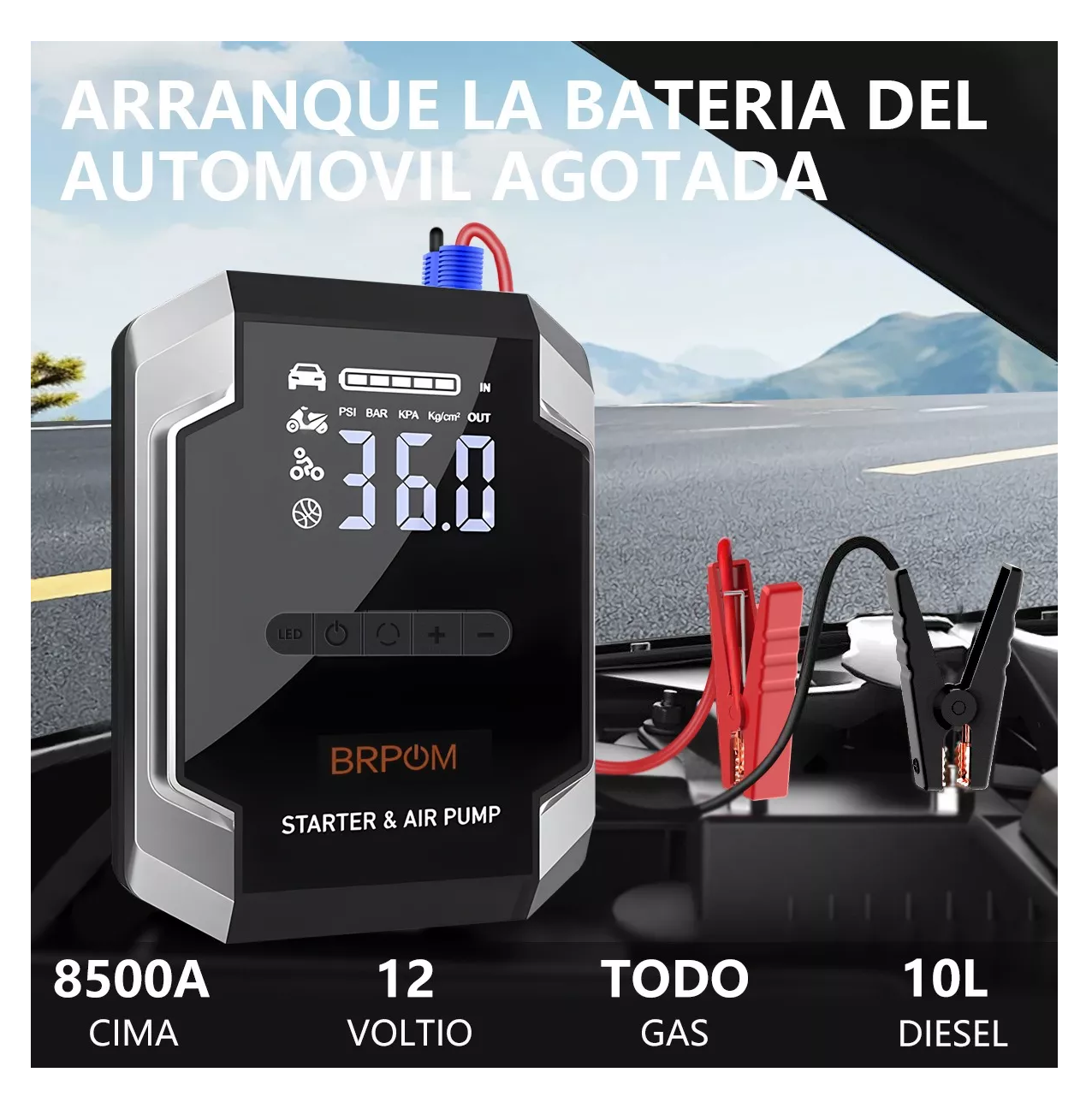 Foto 3 pulgar | Arrancador De Batería De Auto Con Compresor De Aire 150psi Negro