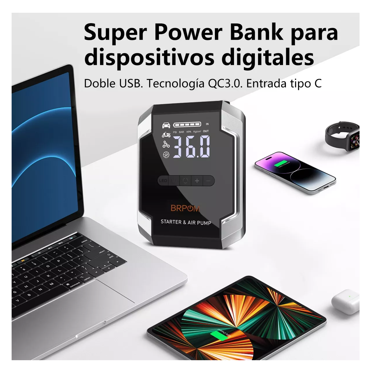 Foto 6 pulgar | Arrancador De Batería De Auto Con Compresor De Aire 150psi Negro