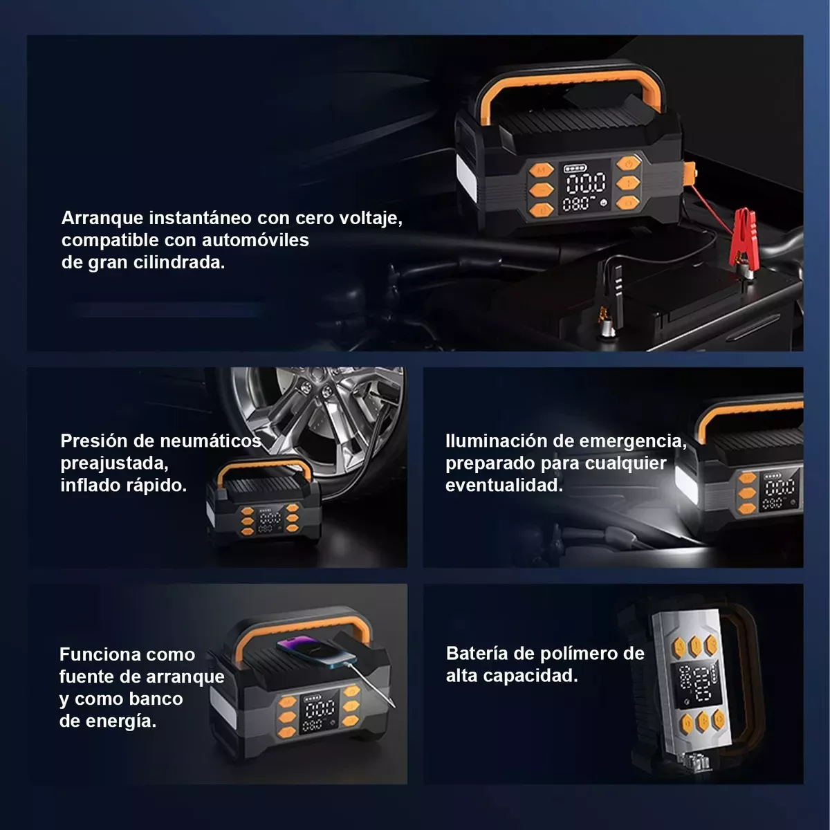 Foto 4 pulgar | Arrancador De Batería De Auto Portátil Inflador Rápido Eo Safe Imports Esi-18022 Negro