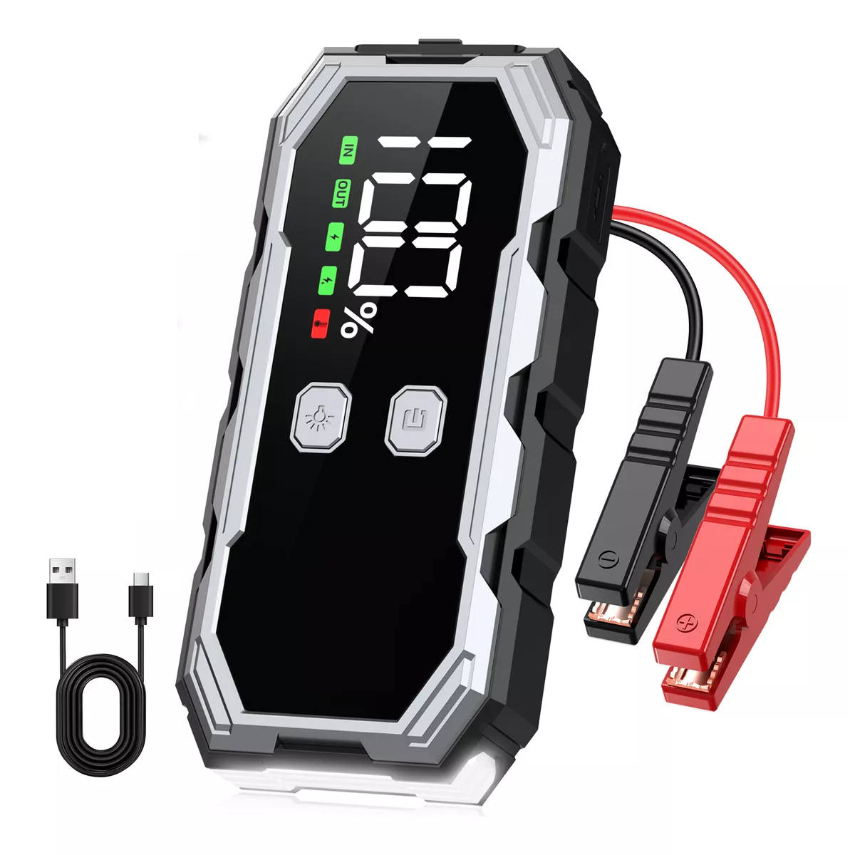 Arrancador De Batería Coche Portátil Con Lcd Eo Safe Imports Esi-18006 Multicolor