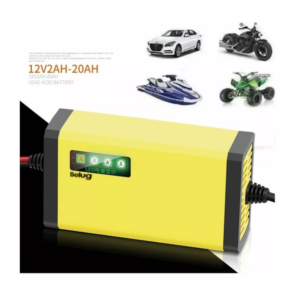 Foto 2 | Cargador De Batería De Auto Moto Automático Inteligente 12v, Amarillo Belug