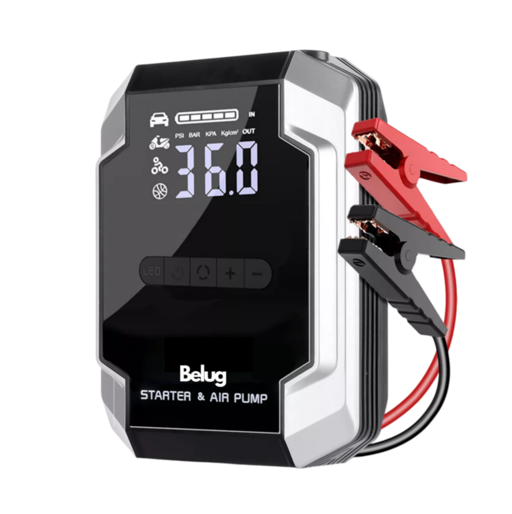 Arrancador De Batería De Auto Con Compresor De Aire 150psi, Belug Negro