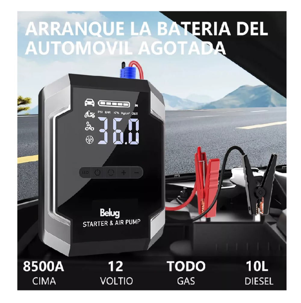 Foto 4 pulgar | Arrancador De Batería De Auto Con Compresor De Aire 150psi, Belug Negro