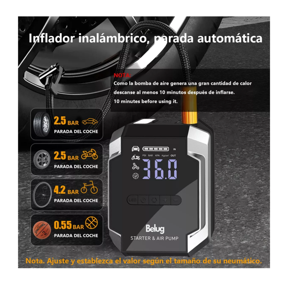 Foto 5 pulgar | Arrancador De Batería De Auto Con Compresor De Aire 150psi, Belug Negro
