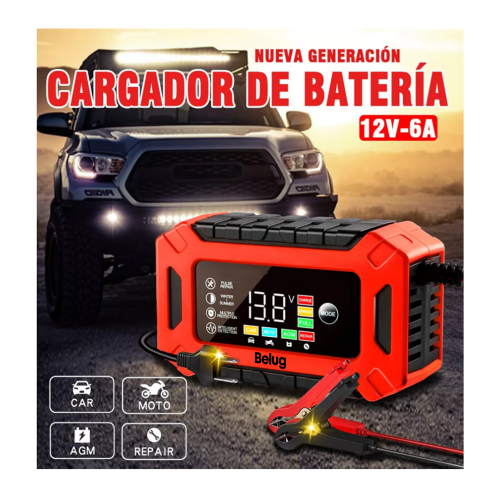 Foto 3 pulgar | Cargador Rápido Para Inteligente Batería De Coche 12v 6a, Belug Rojo/negro