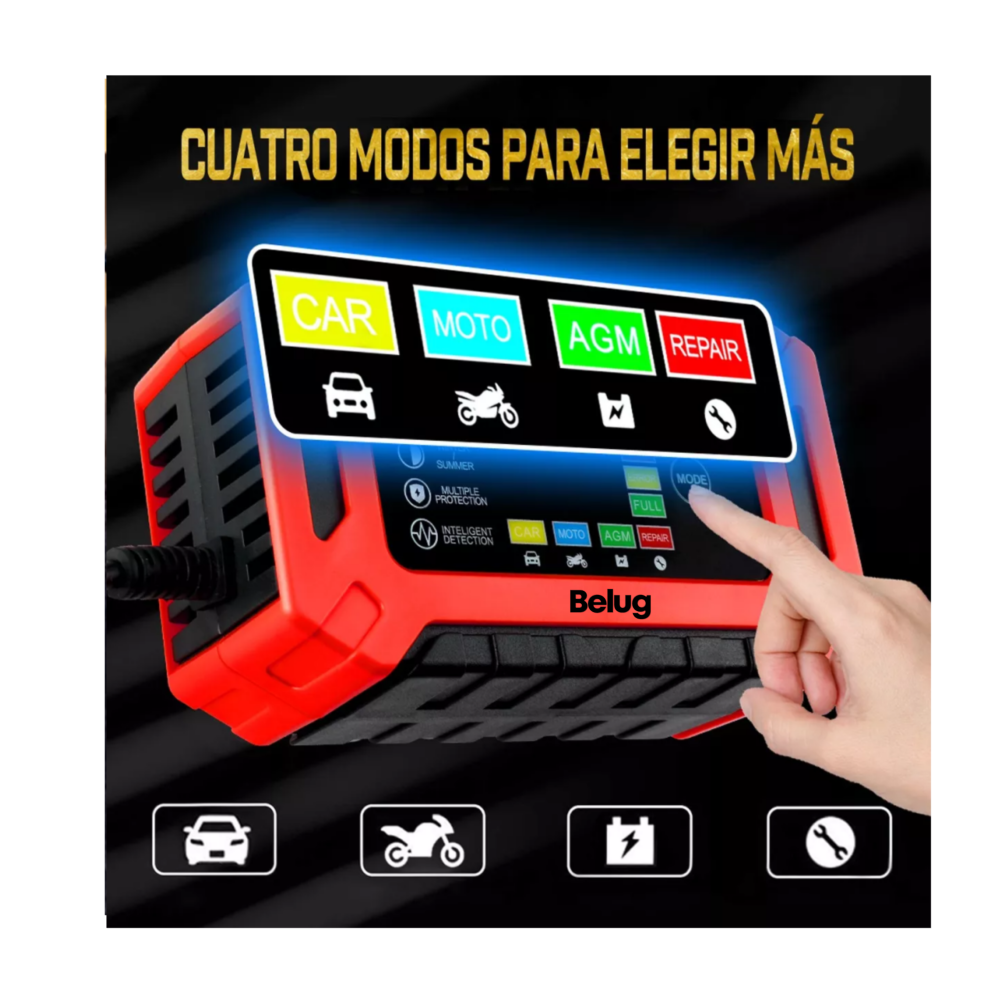 Foto 4 pulgar | Cargador Rápido Para Inteligente Batería De Coche 12v 6a, Belug Rojo/negro