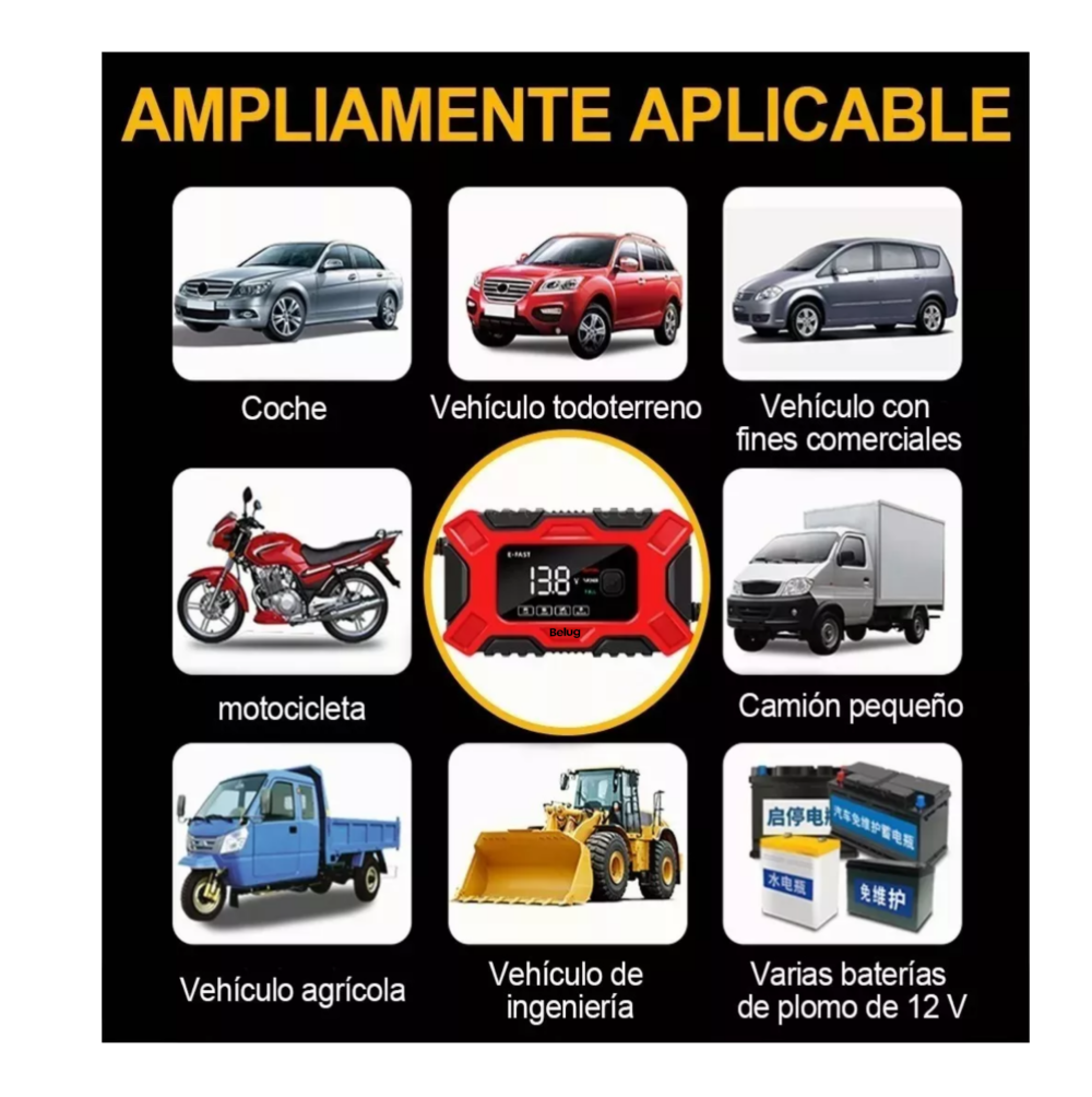 Foto 6 pulgar | Cargador Rápido Para Inteligente Batería De Coche 12v 6a, Belug Rojo/negro