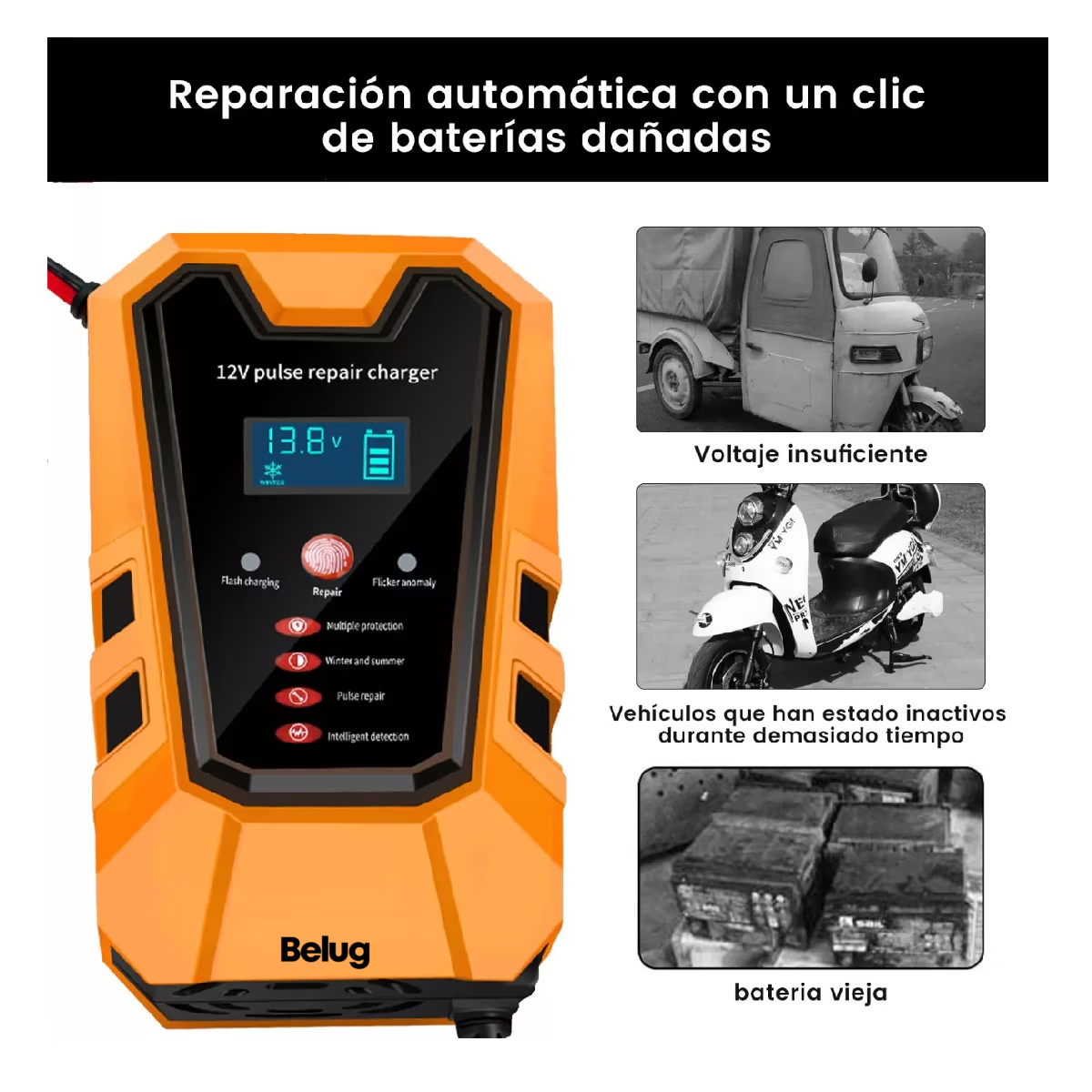 Foto 3 pulgar | Cargador Belug Rápido Para Batería De Coche Inteligente 12v 6a