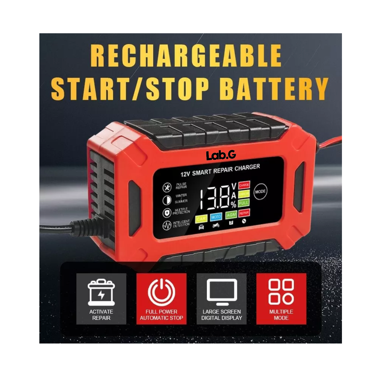 Foto 4 | Cargador Rápido Lab.g Para Inteligente Batería De Coche 12v 6a Rojo/negro