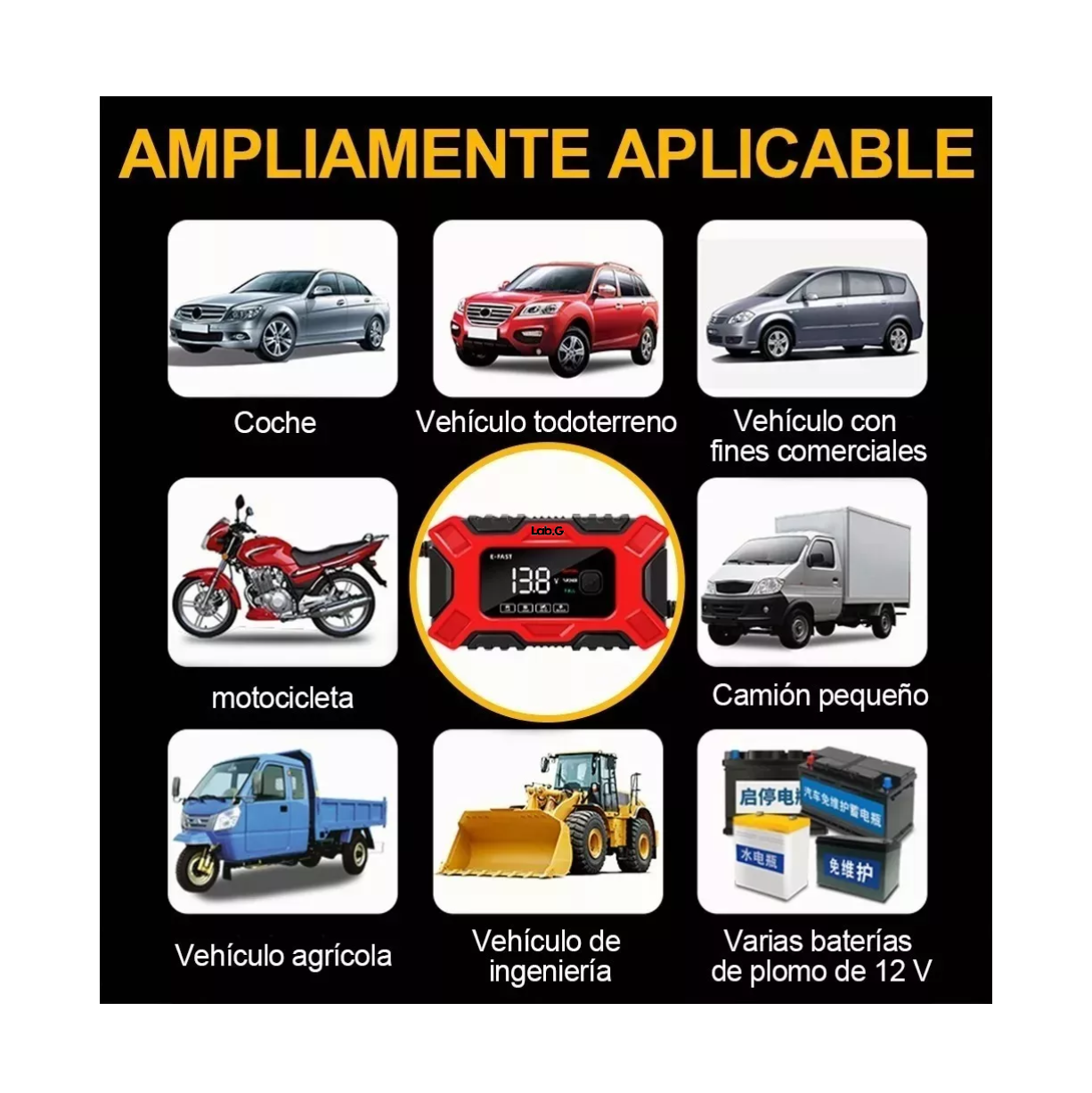 Foto 6 pulgar | Cargador Rápido Lab.g Para Inteligente Batería De Coche 12v 6a Rojo/negro