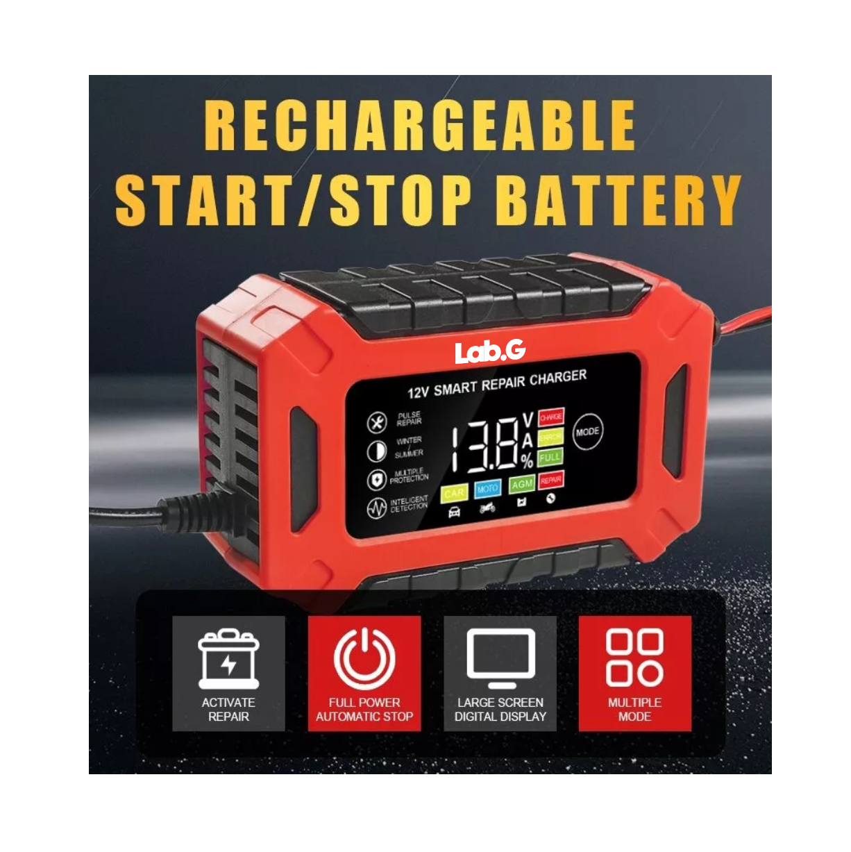 Foto 4 | Cargador Rápido Lab.g Para Inteligente Batería De Coche 12v 6a Rojo/negro
