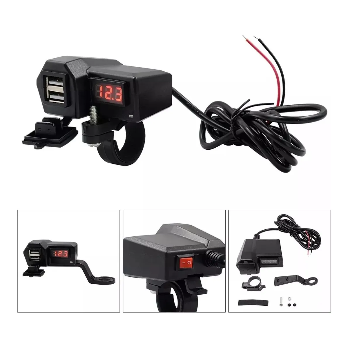 Foto 3 pulgar | Cargador De Celular Usb Con Pantalla De Voltaje Para Moto Eo Safe Imports Esi-18977 Negro