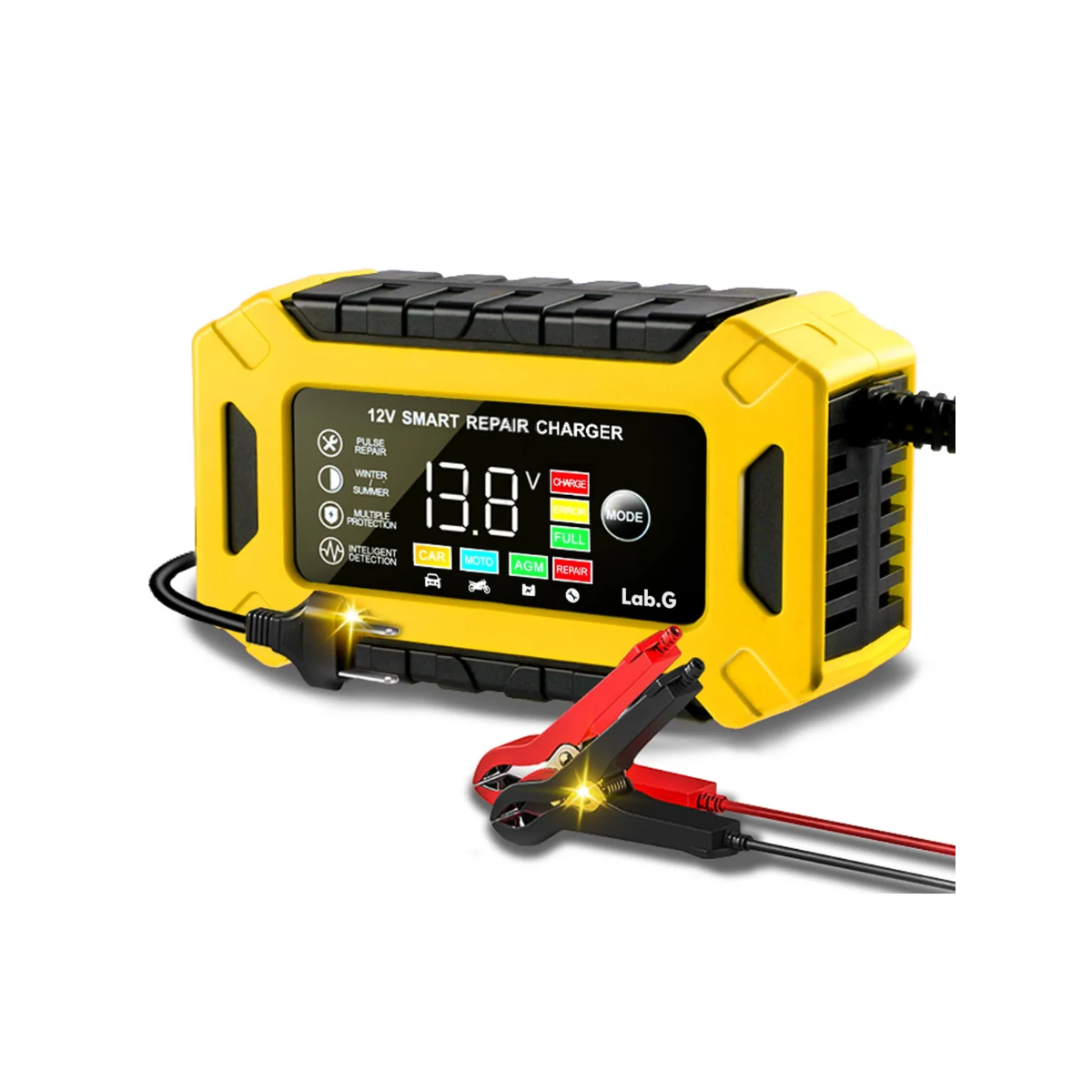 Cargador Inteligente Para Coche Y Motocicleta Batería 12v 6a Lab.g Multicolor