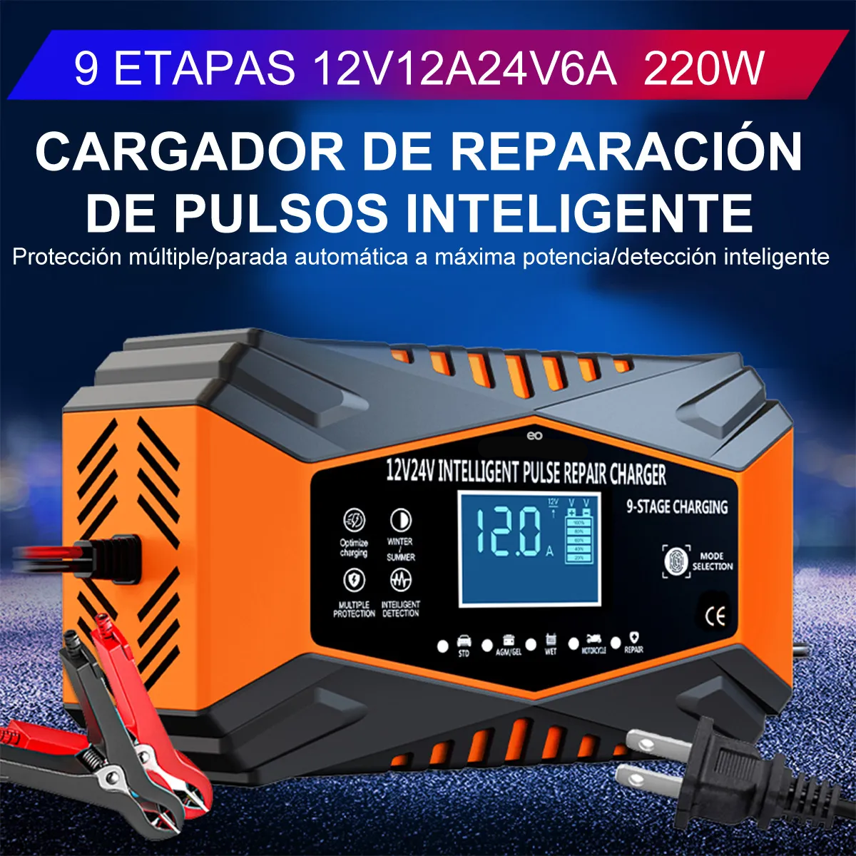 Foto 3 pulgar | Cargador De Batería 12v 24v Para Automóvil Motocicleta Eo Safe Imports Esi-19989 Naranja