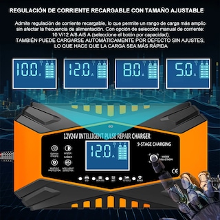 Foto 4 | Cargador De Batería 12v 24v Para Automóvil Motocicleta Eo Safe Imports Esi-19989 Naranja