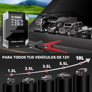 Foto 2 | Arrancador de Batería para Auto + Compresor de Aire 150psi Negro