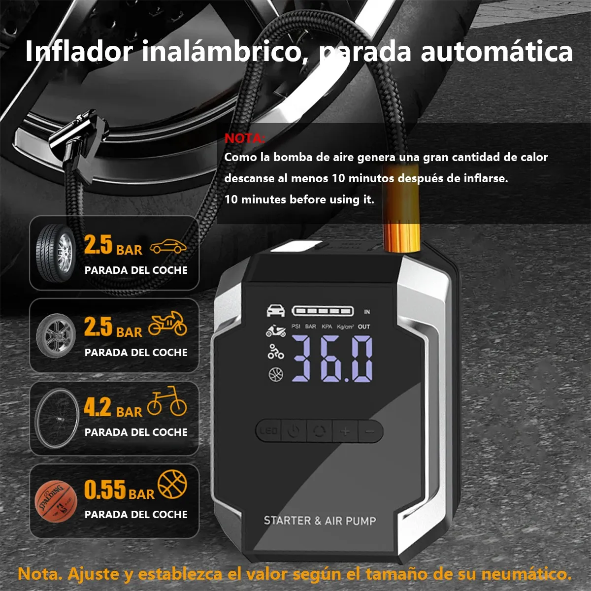 Foto 4 | Arrancador de Batería para Auto + Compresor de Aire 150psi Negro