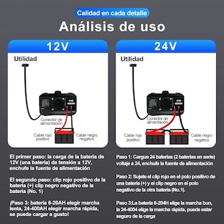 Foto 4 | Cargador De Baterías Inteligente Automático Para Auto Y Moto Negro