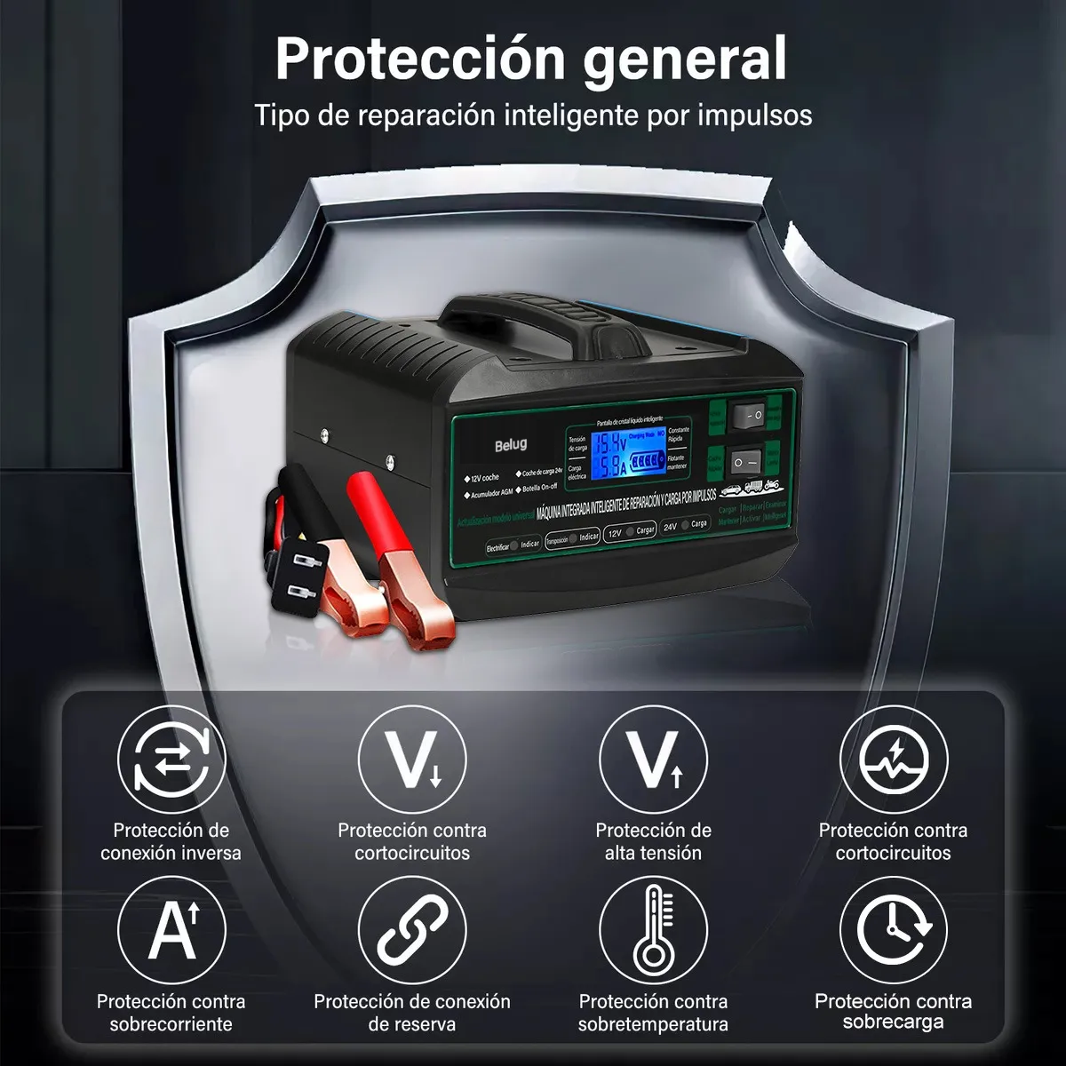 Foto 3 pulgar | Cargador De Baterías Inteligente Automático Para Auto Y Moto Negro