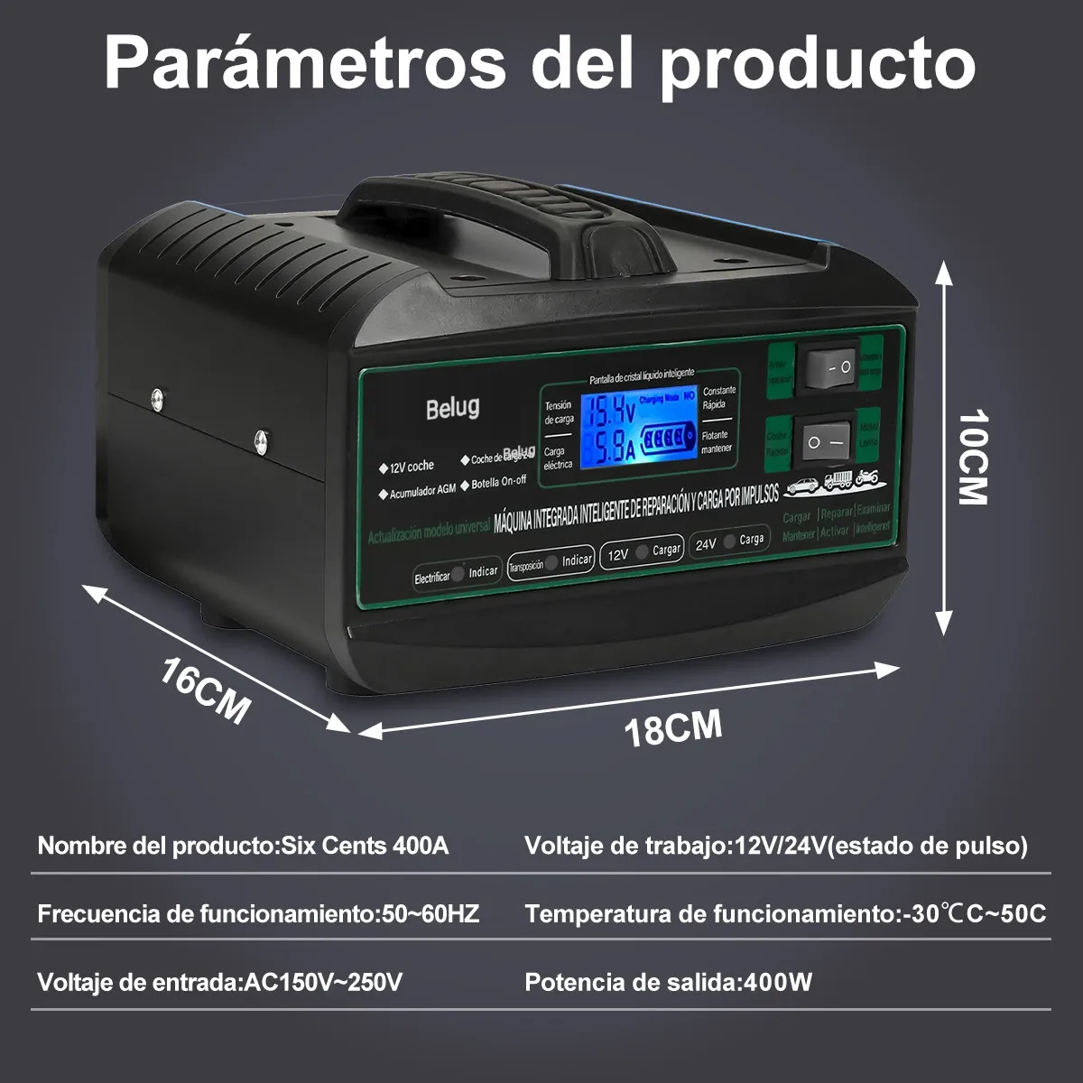 Foto 4 pulgar | Cargador De Baterías Inteligente Automático Para Auto Y Moto Negro