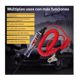 Foto 2 | Probador De Corriente Automotriz Bolígrafo 6v-12v-24v Negro Con Rojo Belug