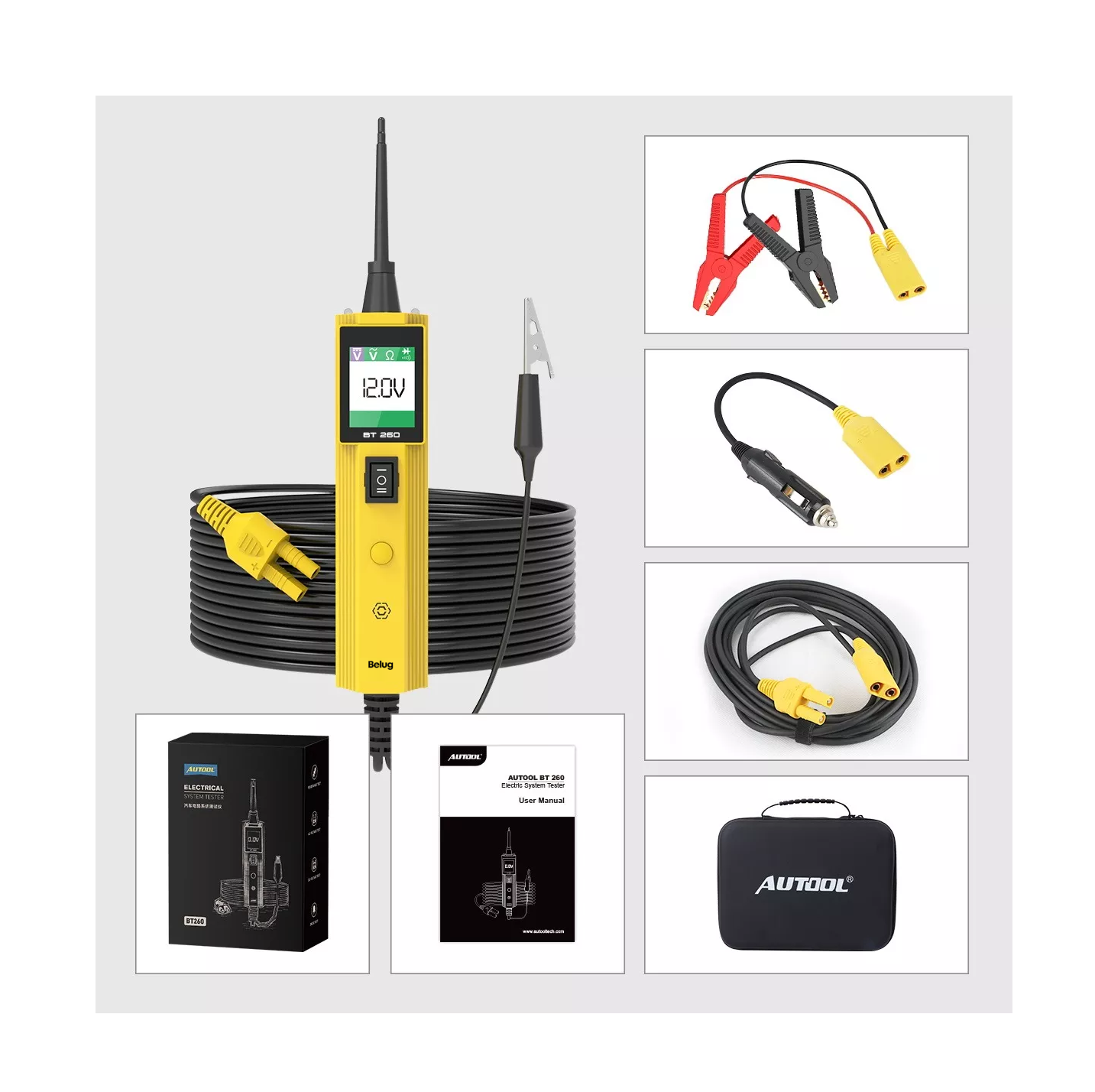 Foto 4 | Tester Para Circuito Automotriz Autool Bt260 Para 6v/12v/24v Belug  Amarillo/negro