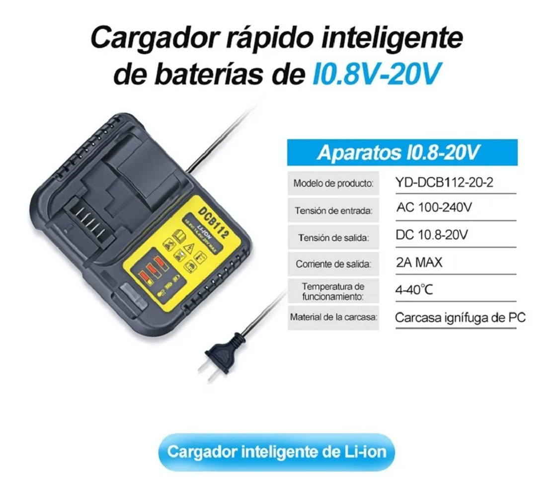 Foto 3 pulgar | Cargador de Batería Malubero 10.8v/14.4v/20v