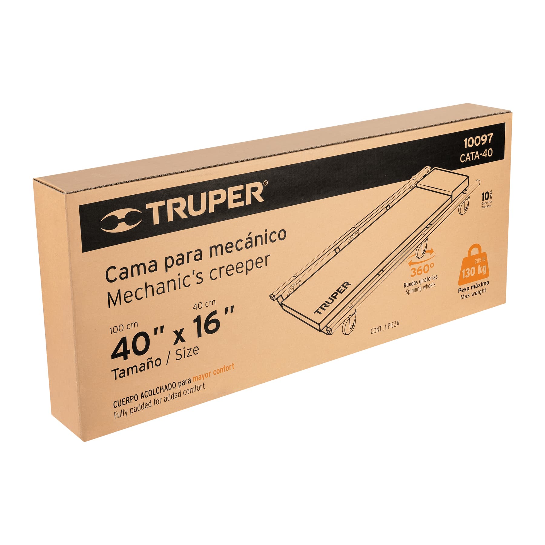 Foto 3 | Cama de Acero para Mecánico De 40'" Truper 10097 Cata-40 Naranja