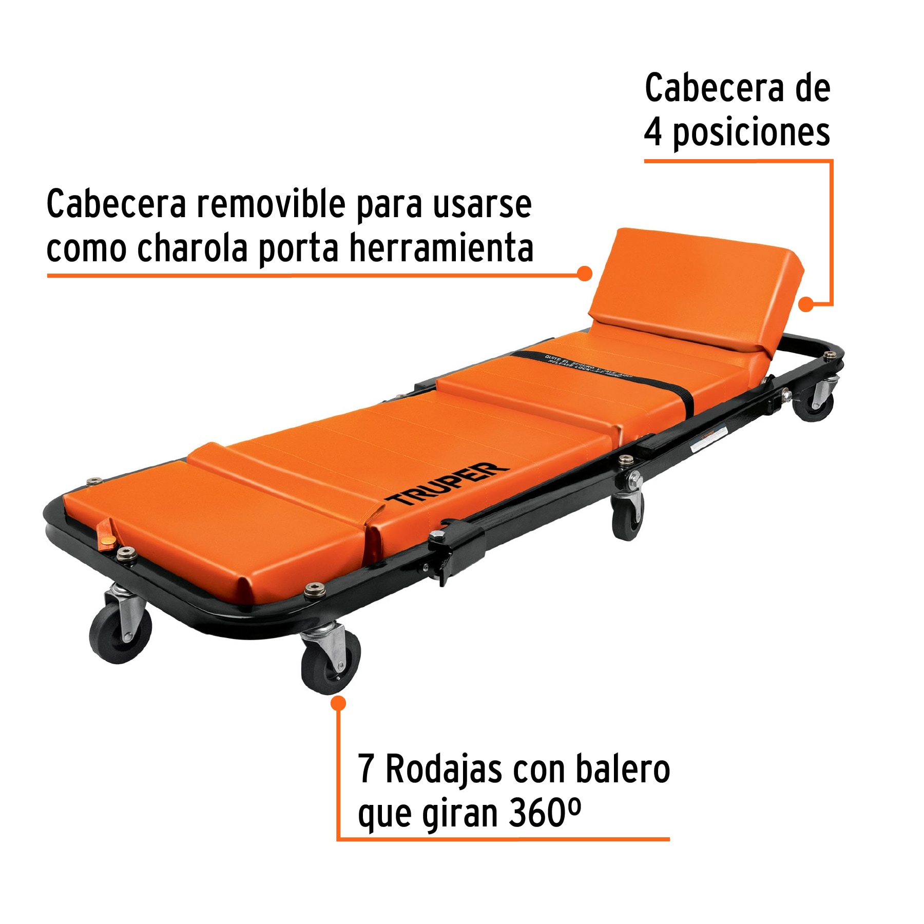 Foto 4 pulgar | Cama y Banco Truper CATA-48 color Naranja de 48 " para Mecánico