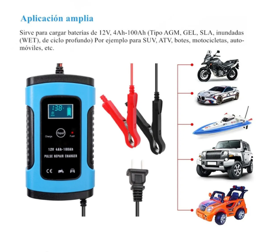 Foto 4 pulgar | Cargador Auto Batería color Azul 12 V