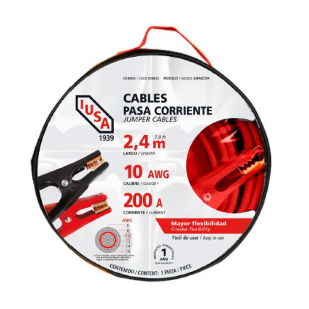 Foto 2 pulgar | Cable Pasa Corriente 2.4 M 200 A IUSA color Rojo con Negro