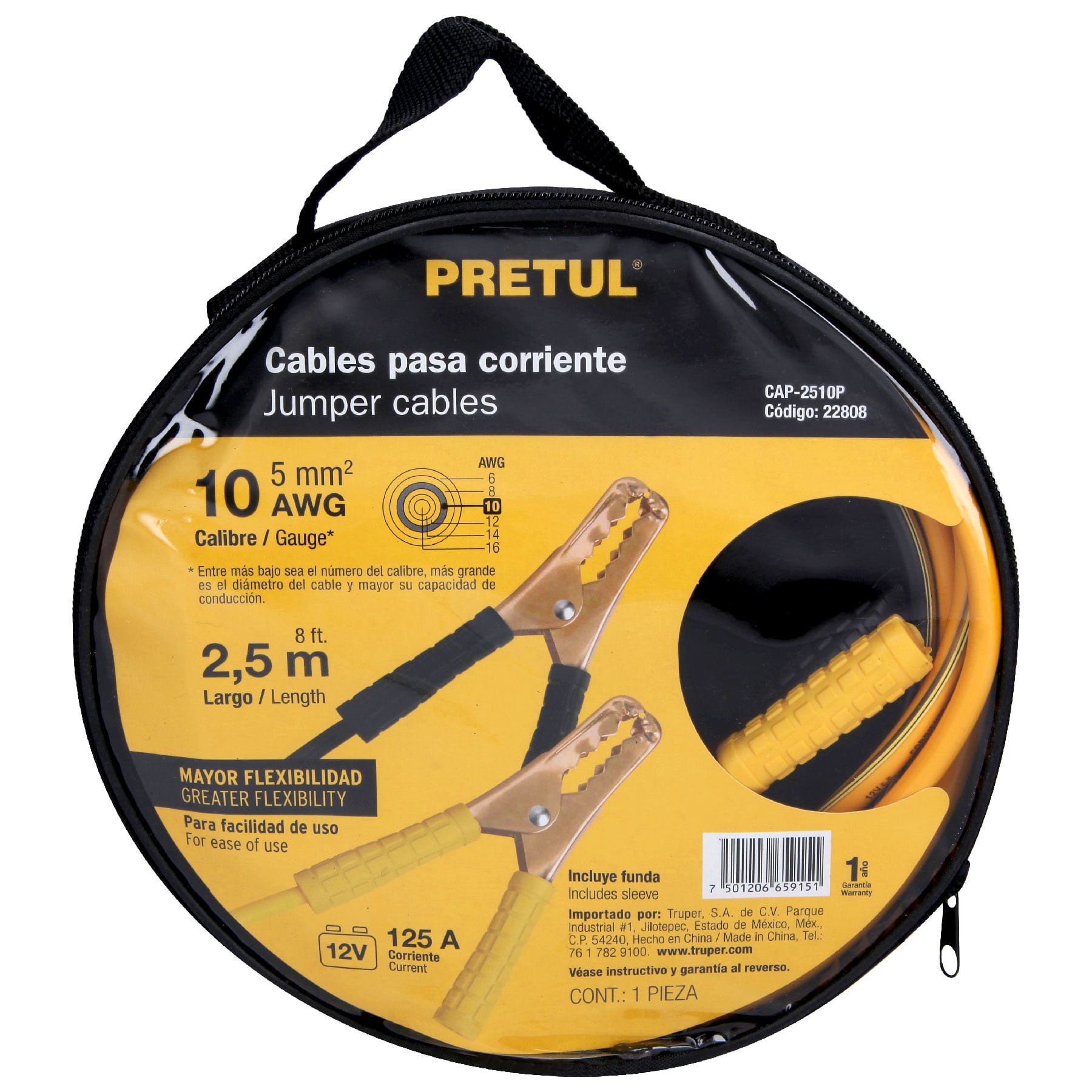 Foto 3 pulgar | Cables Pasa Corriente Pretul 2.5 m Calibre 10 Awg