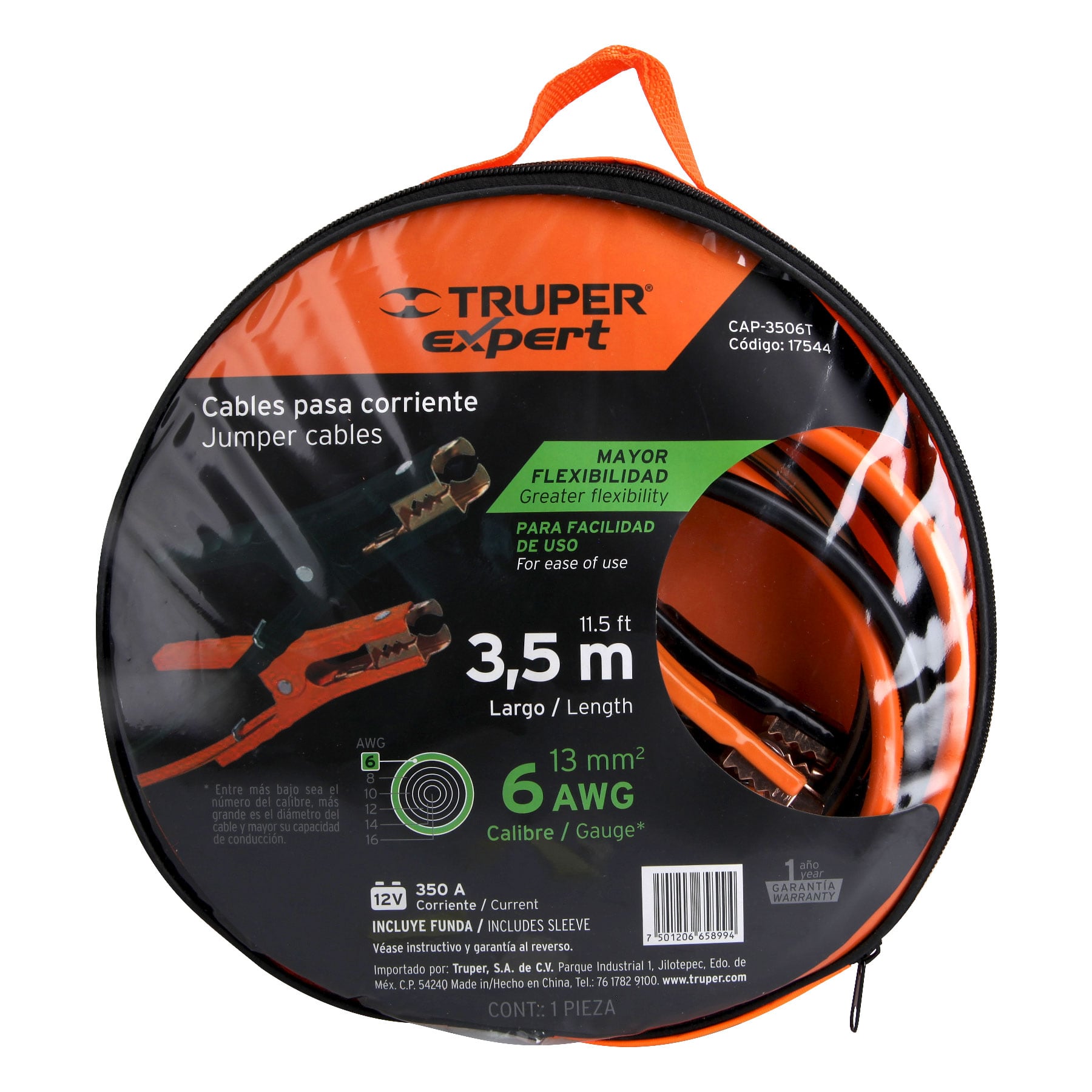 Foto 3 | Cables Pasa Corriente 3.5 m 350 6 Awg Truper con Funda