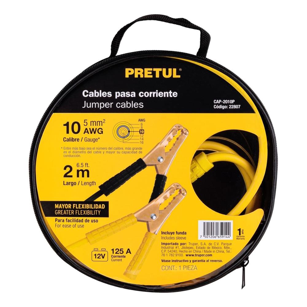 Foto 3 pulgar | Cables Pasa Corriente 2m Calibre 10 Awg Pretul Cap-2010p