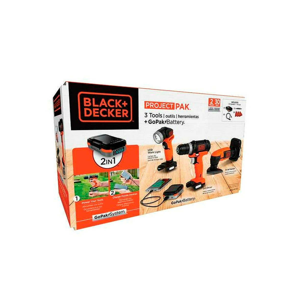 Foto 5 | Taladro Atornillador Black+Decker 3/8” 12v + Sierra Caladora 5/8” 12v + Lampara Trabajo 12v + Lijadora 12v