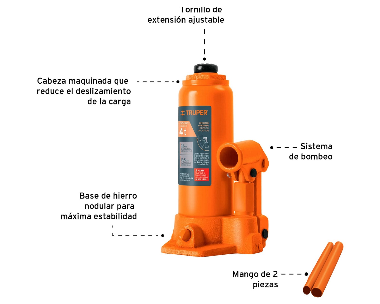 Foto 2 | Gato Hidráulico de Botella 4 Toneladas Gat-4 Truper