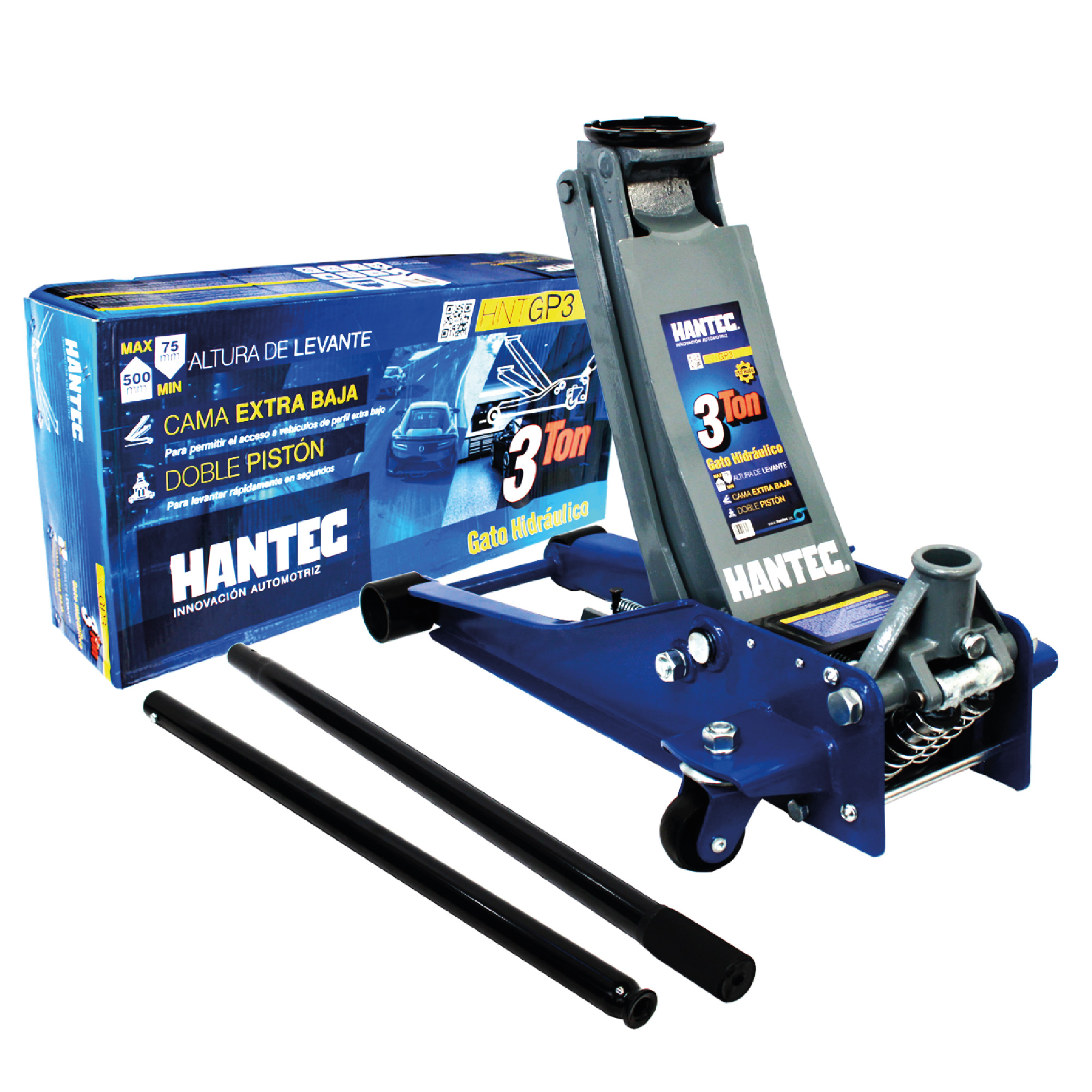 Gato Hidráulico de Patín Hantec Cama Baja 3 Toneladas