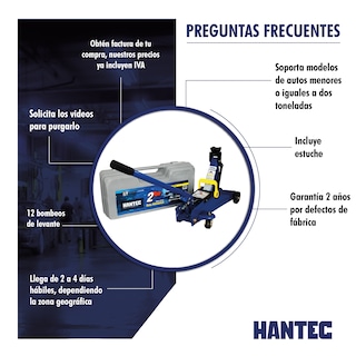 Foto 2 | Gato Hidráulico Hantec con Estuche 2 Toneladas